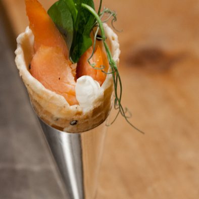 Hors d'oeuvre servi à l'hôtel Sacacomie lors d'événements spéciaux.